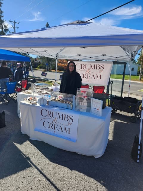 The Crumbs & Cream stall at an outdoor market
